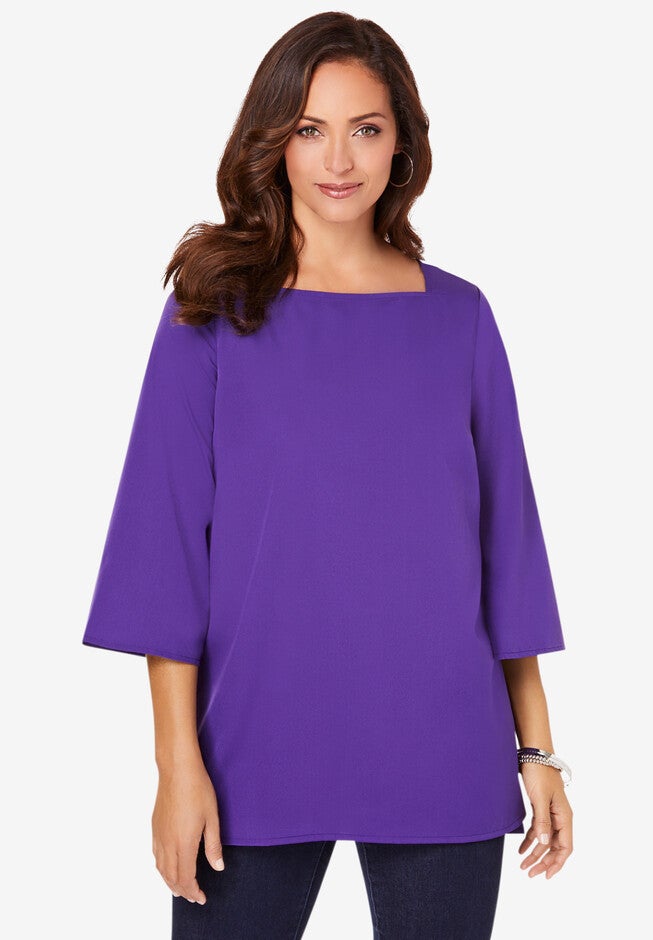 Square-Neck Tunic, MIDNIGHT VIOLET, hi-res image number 0