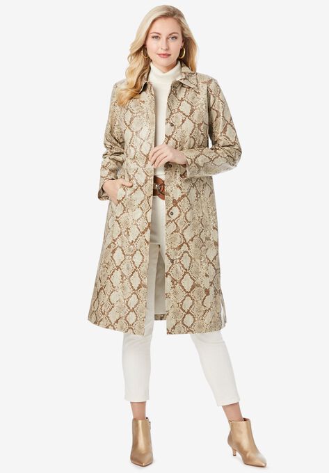 Leather Trench Coat, PALE BROWN SNAKE, hi-res image number null