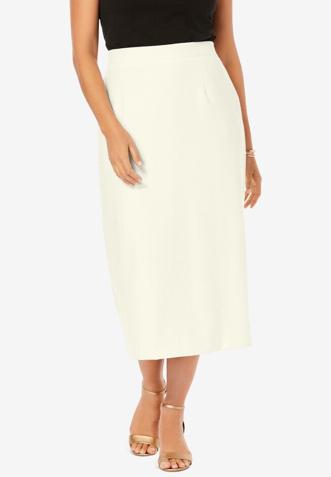 Wool-Blend Midi Skirt, IVORY, hi-res image number 0
