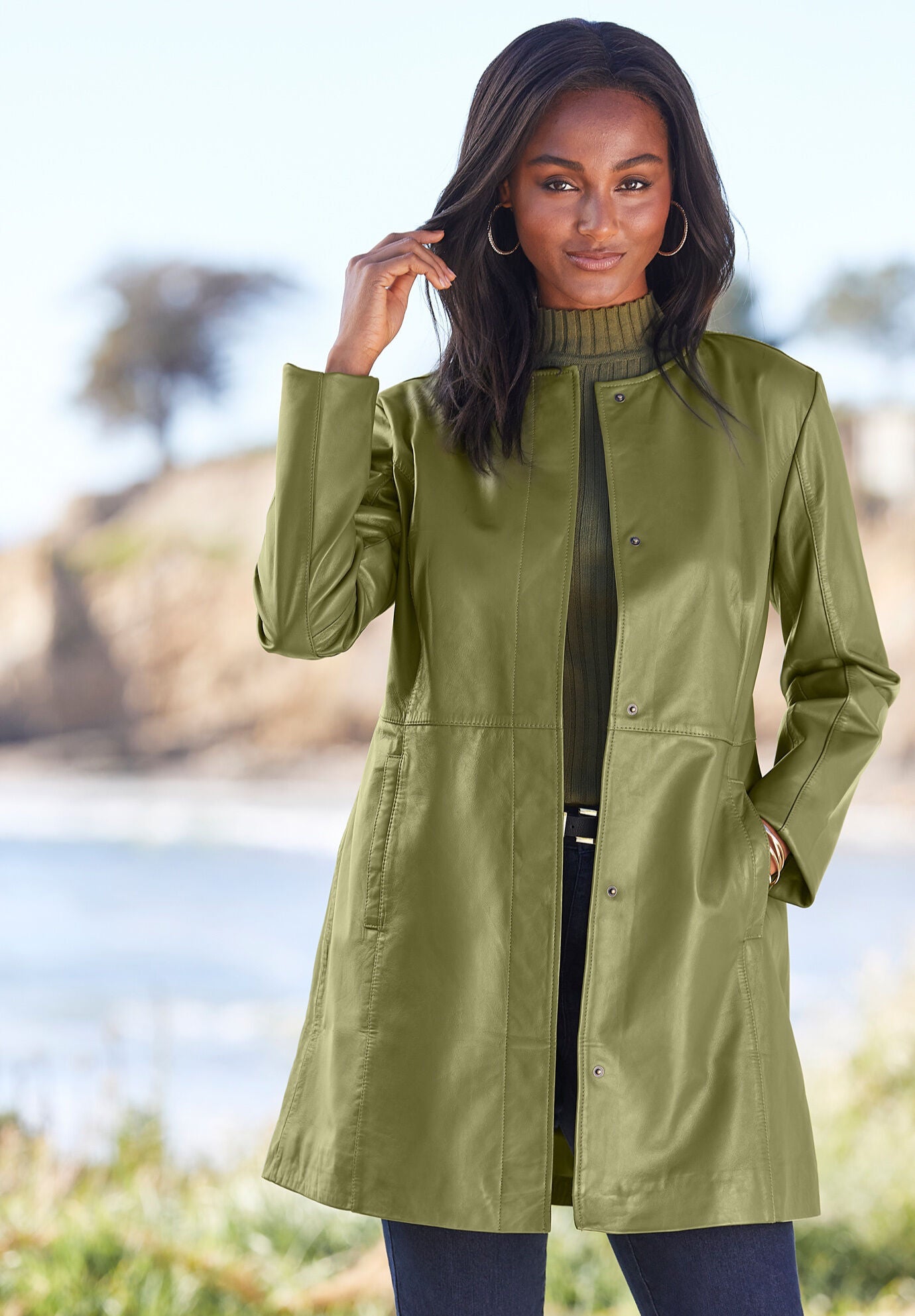 3 quarter length leather jackets shop