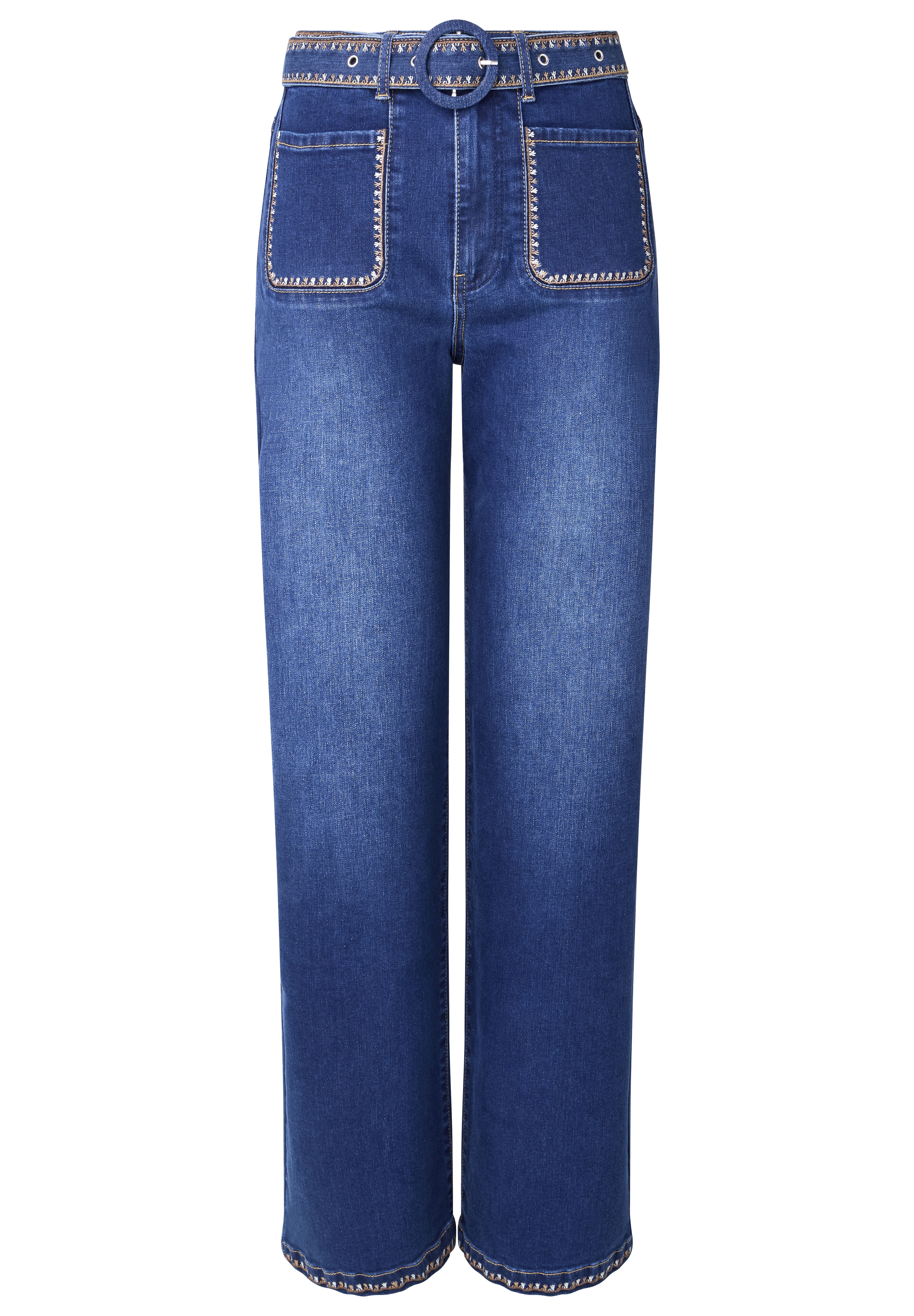 Vintage Bell Bottoms, DARK BLUE EMBROIDERY, alternate image number 3