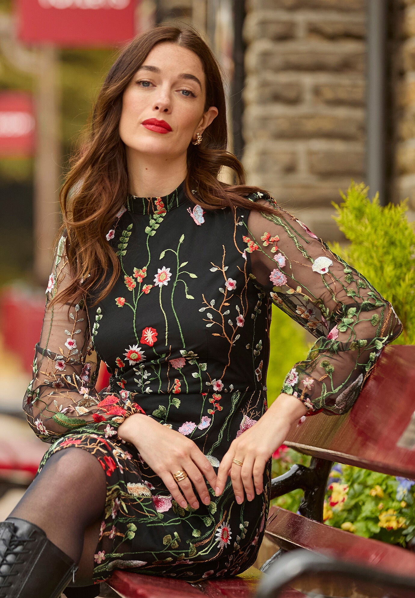 Embroidered Floral Dress, MIDNIGHT MULTI GARDEN, alternate image number 5