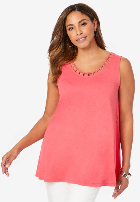 Cutout Tunic, VIBRANT WATERMELON, hi-res image number null