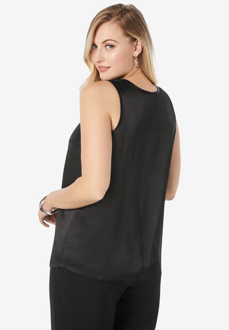 Sleeveless Satin Shell, , on-hover image number null