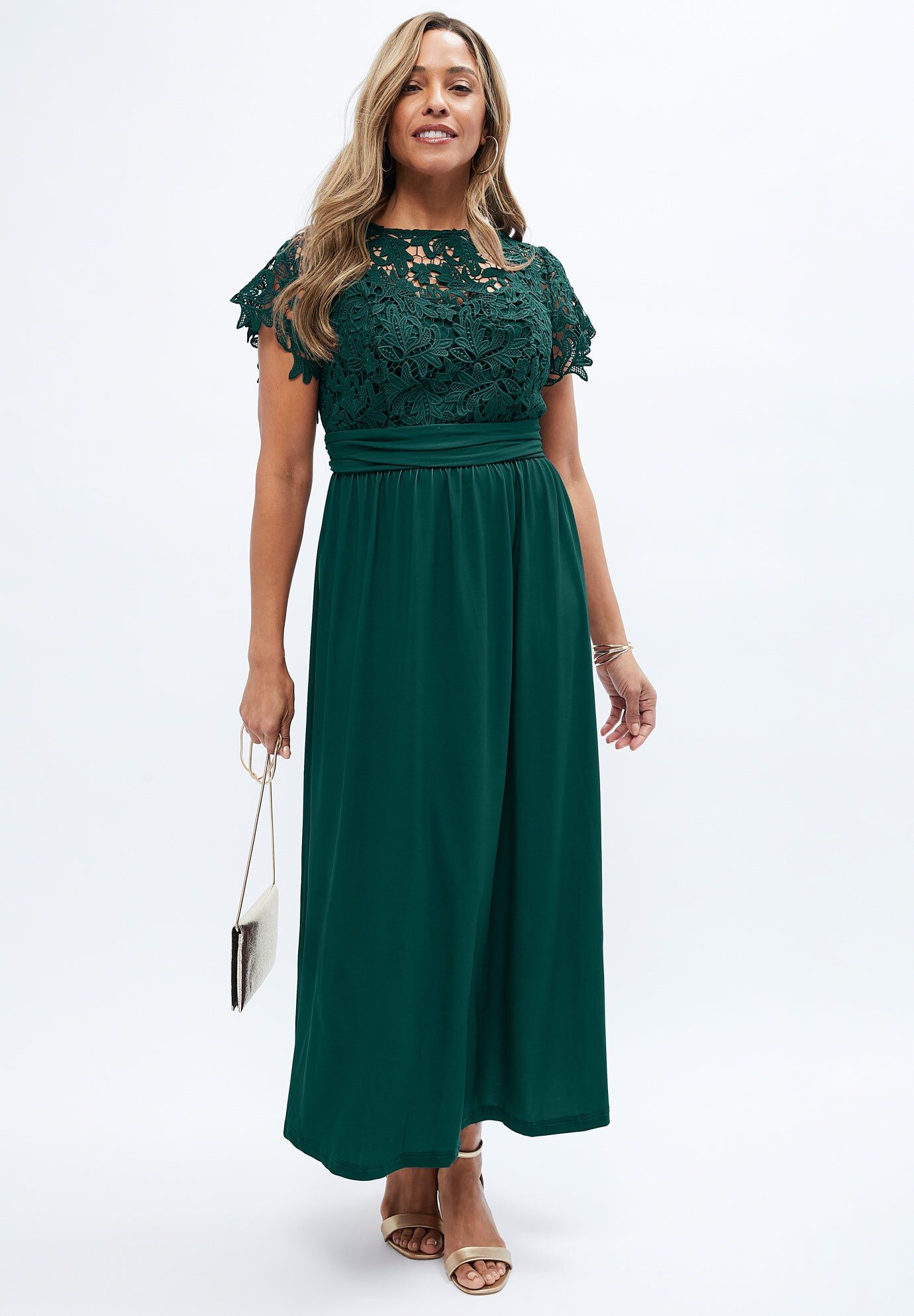 Lace Maxi Dress, EMERALD GREEN, hi-res image number 0