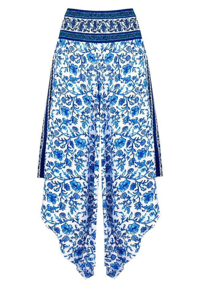 Flowy Crop Beach Pant, BLUE FLORAL, alternate image number null