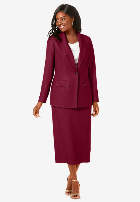 Single-Breasted Skirt Suit, RICH BURGUNDY, hi-res image number null