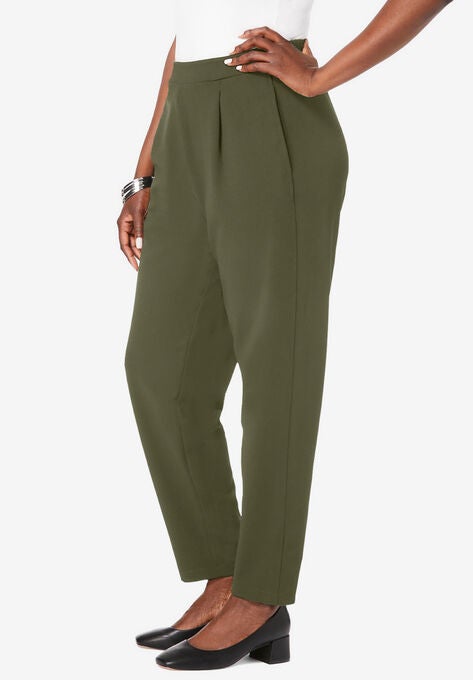 Knit Crepe Straight Leg Pants, , alternate image number null