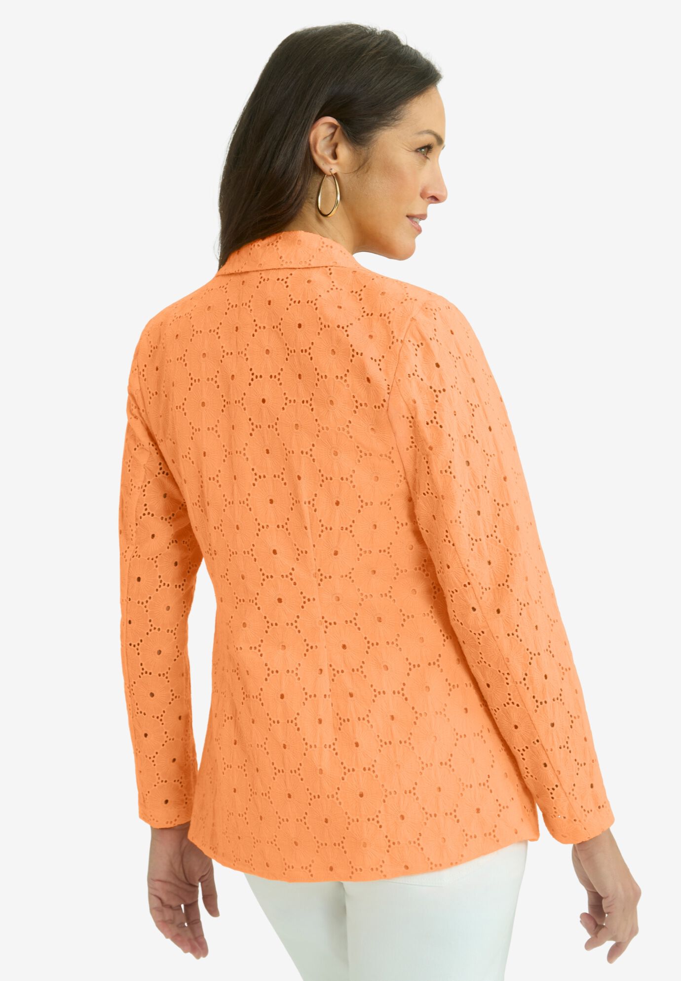 Eyelet Blazer, ORANGE MELON, on-hover image number 1