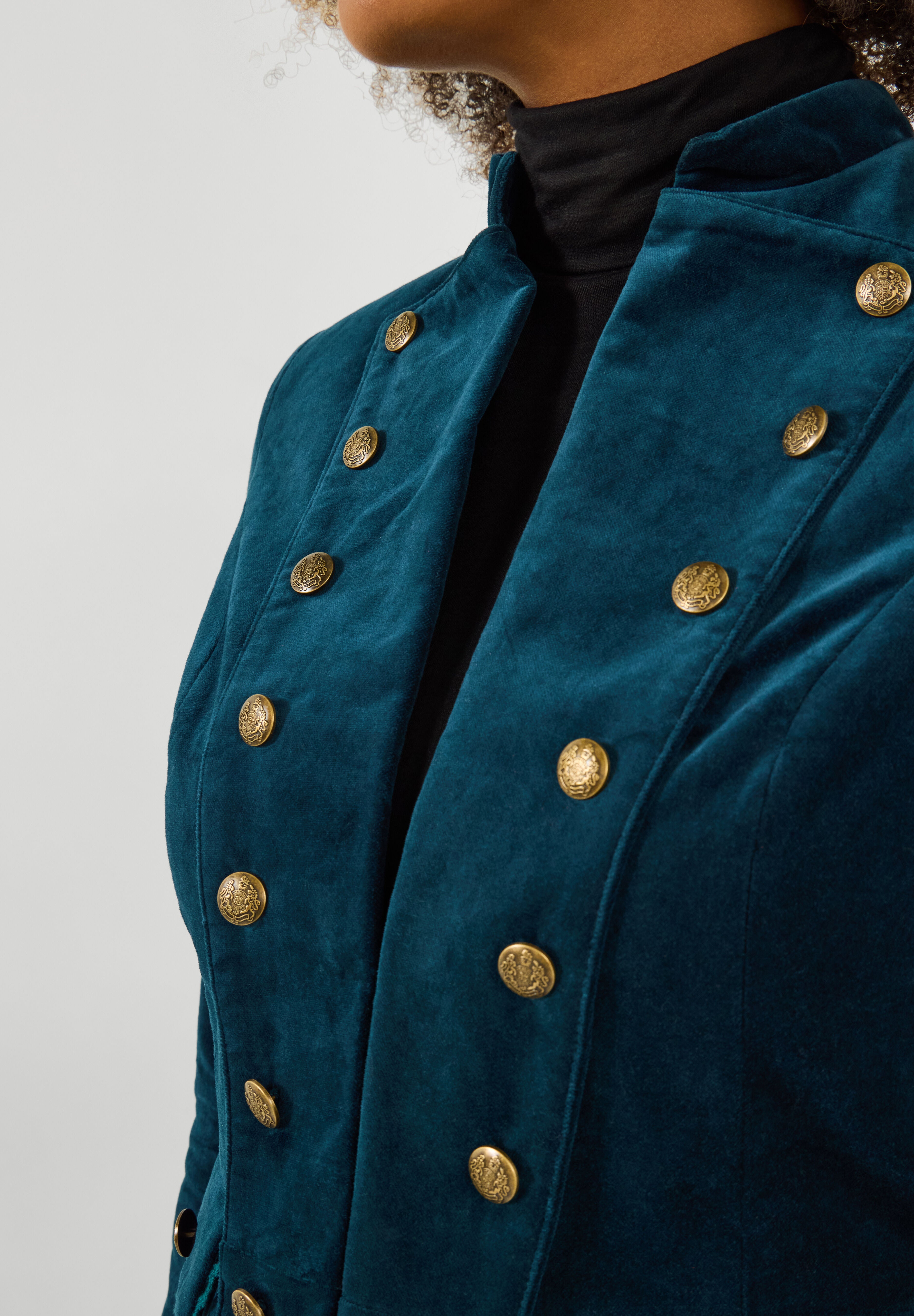 Cotton Moleskin Military Coat, STRATIFIED SEA, alternate image number 2