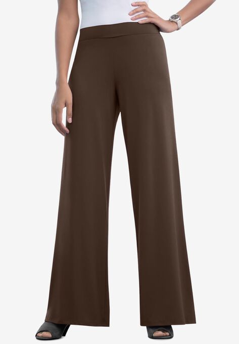 Travel Knit Palazzo Pant, CHOCOLATE, hi-res image number null