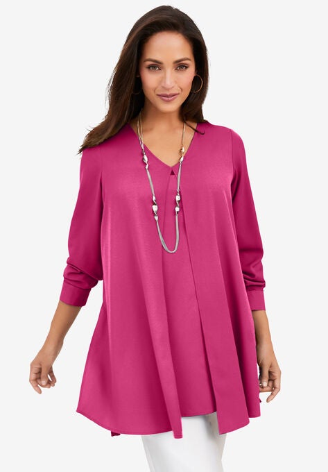 Flyaway V-Neck Tunic, ROYAL ROSE, hi-res image number null