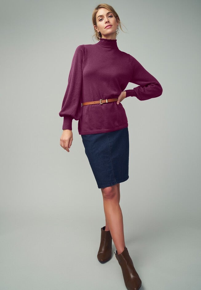 Ruffle Neck Pullover, , alternate image number null