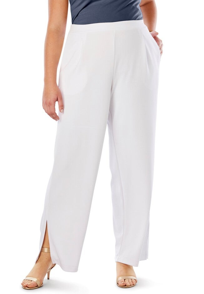 Knit Crepe Side-Slit Pant, , alternate image number null