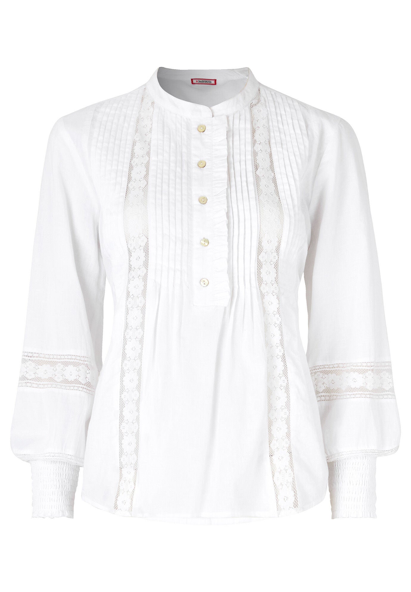 Boho Pintuck Blouse, WHITE, alternate image number 3