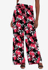 Travel Knit Palazzo Pant, VIBRANT WATERMELON SHADOW BOUQUET, hi-res image number 0