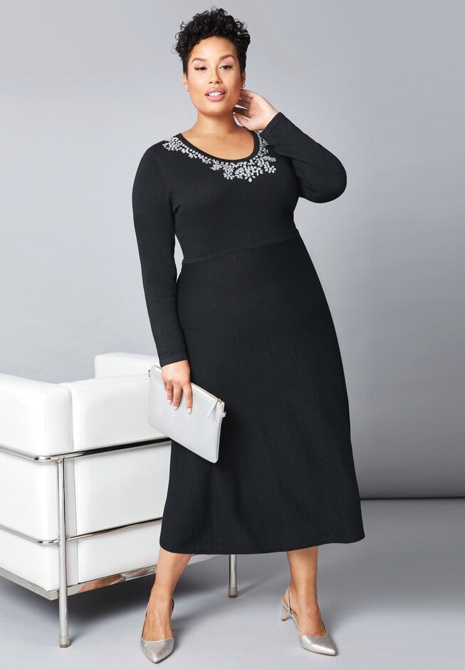 Embellished Sweater Dress, , alternate image number 4