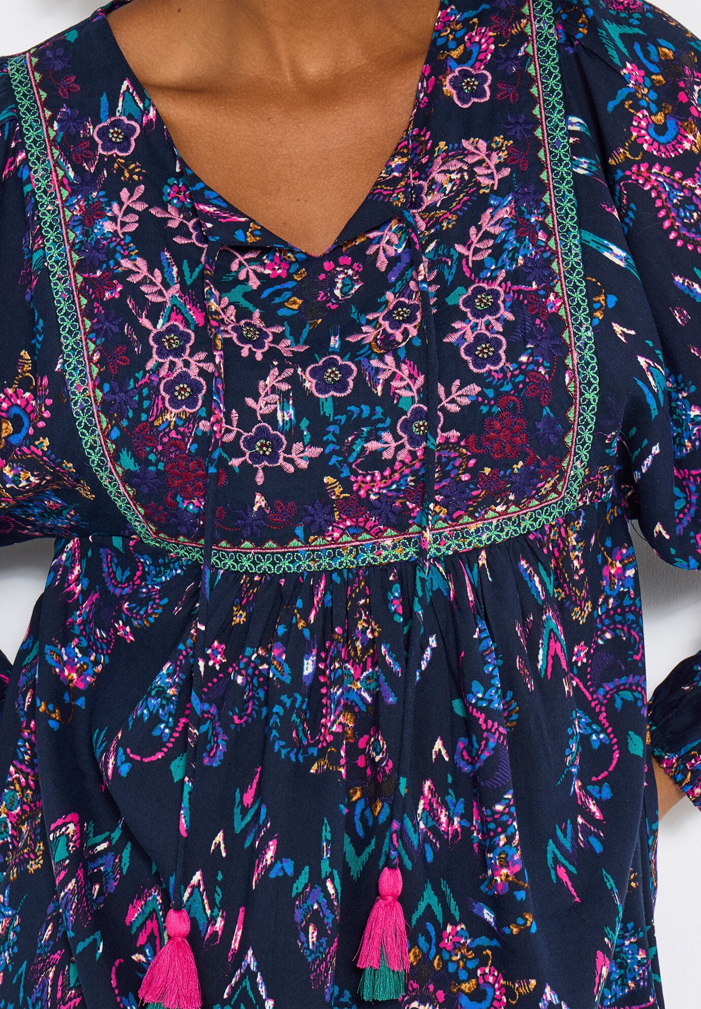Boho Embroidered Blouse, BOHO MIXED PAISLEY, on-hover image number 1