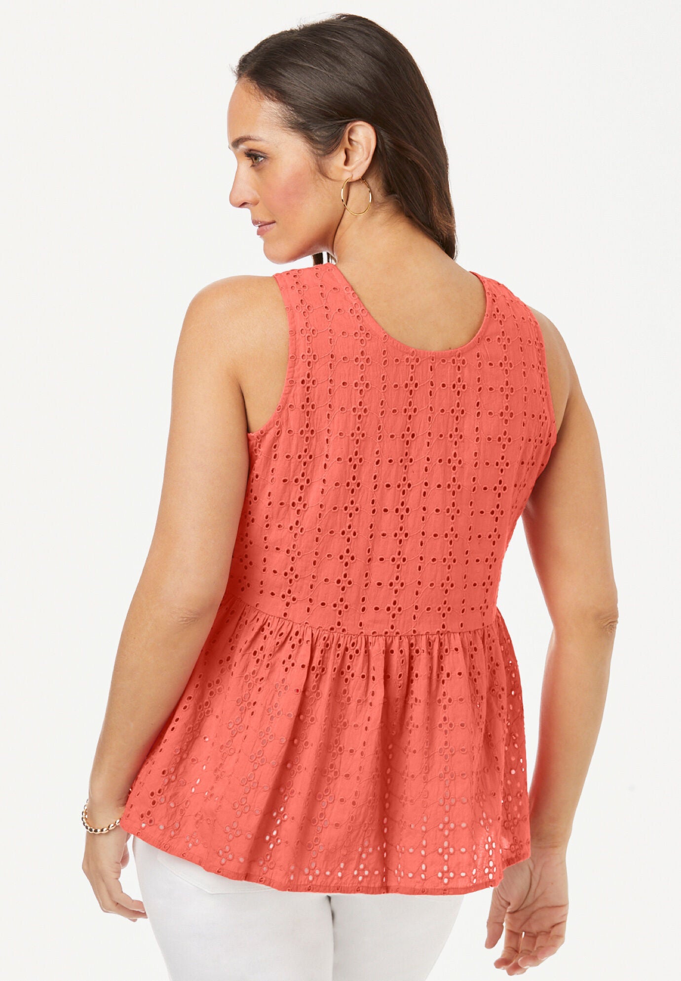 Eyelet Peplum Top, , on-hover image number 1