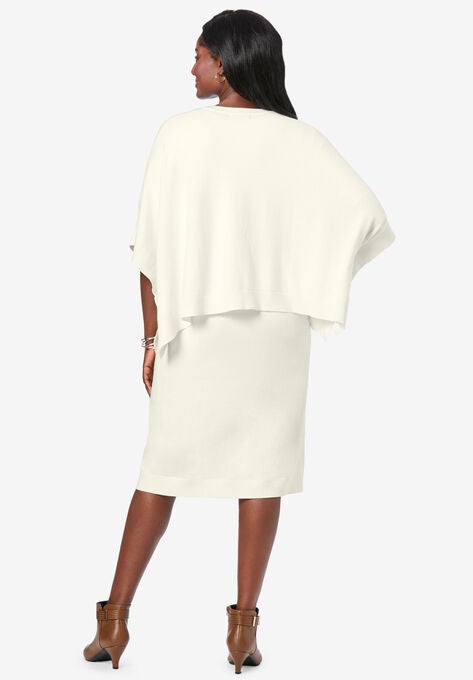 Cable Knit Cape Sweater Dress, , on-hover image number null