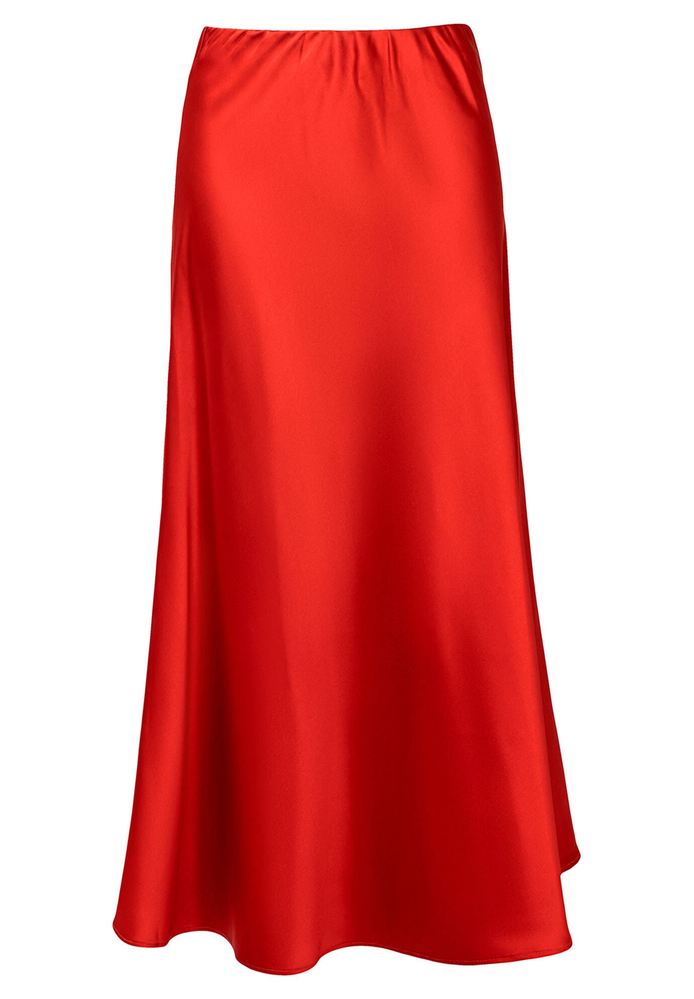 Fluted Satin Midi Skirt, COPPER RED, alternate image number 2