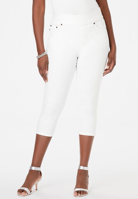 Comfort Waist Capris, WHITE, hi-res image number null