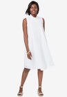 Georgette Mock Neck Dress, WHITE, hi-res image number null