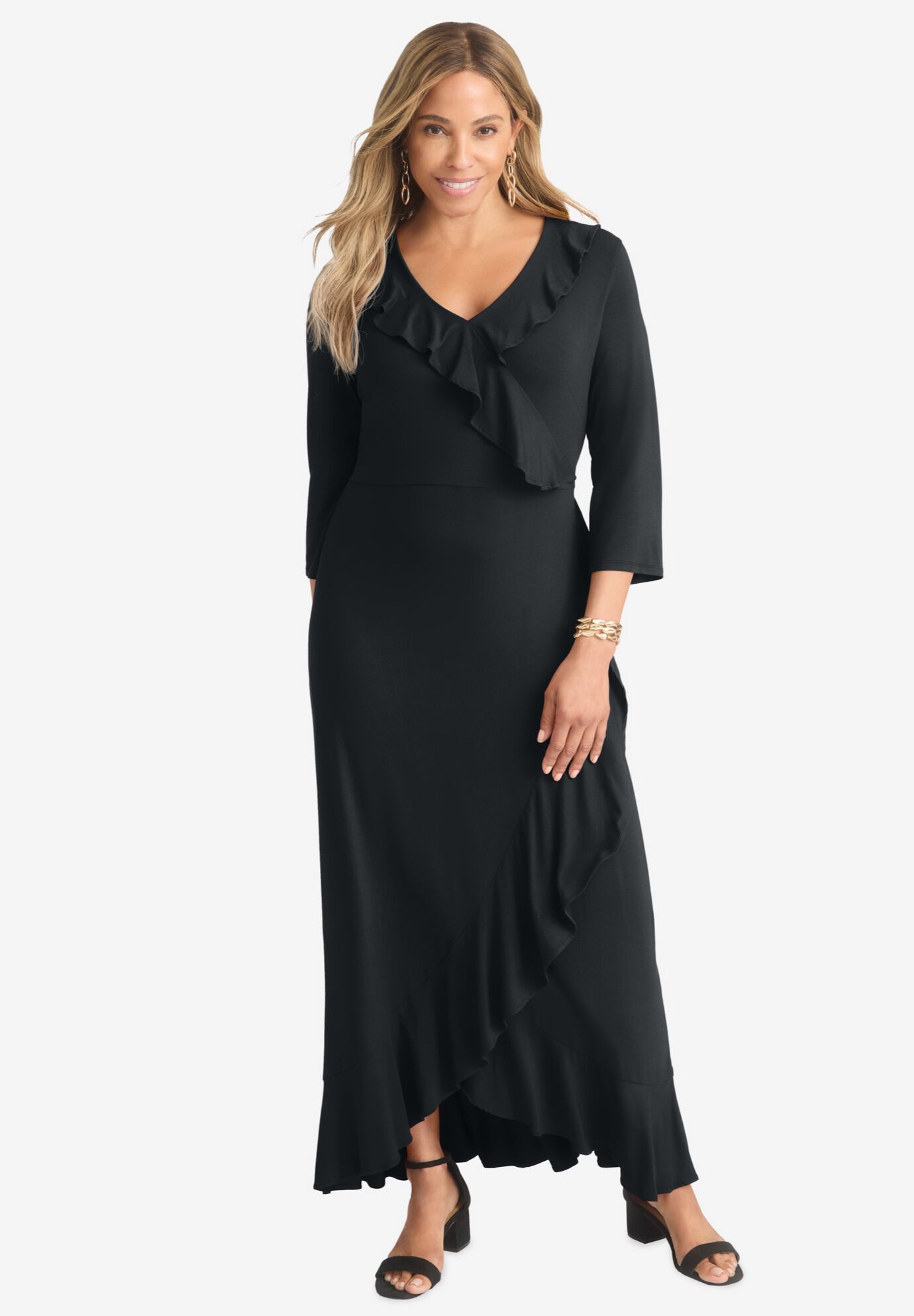 Ruffle Wrap Maxi Dress | OneStopPlus