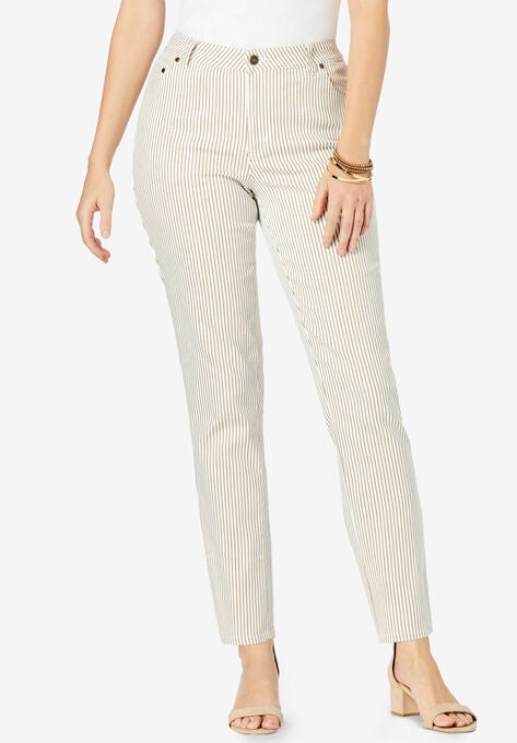 True Fit Straight Leg Jeans, NEW KHAKI VERTICAL STRIPE, hi-res image number null