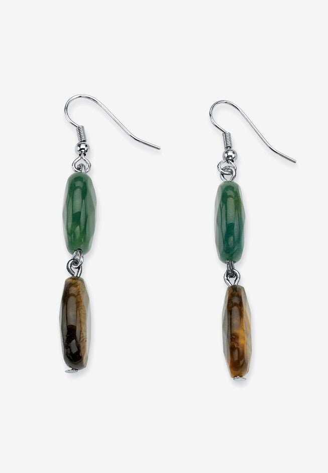Strand Necklace and Drop Earring Set, Genuine Tiger's Eye and Jasper, , on-hover image number null