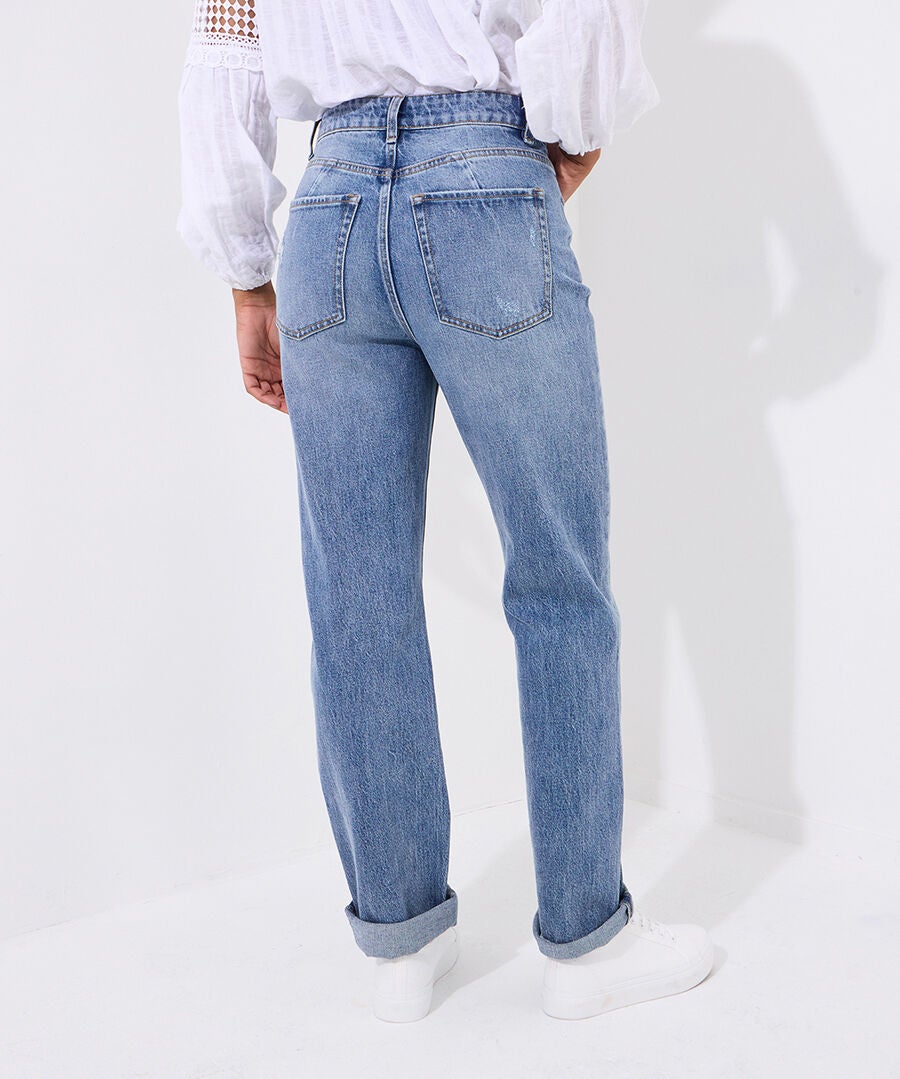 Distressed Mom Jeans, LIGHT BLUE, alternate image number 3