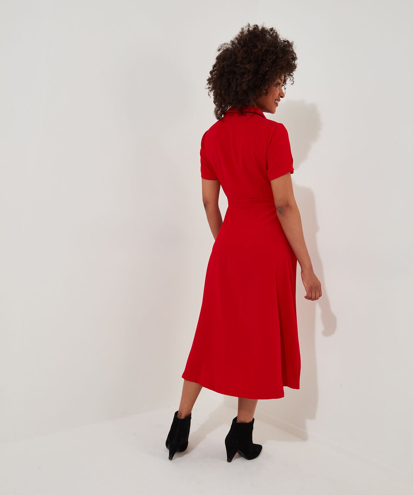 Retro Button Midi Dress, RUBY, alternate image number 3