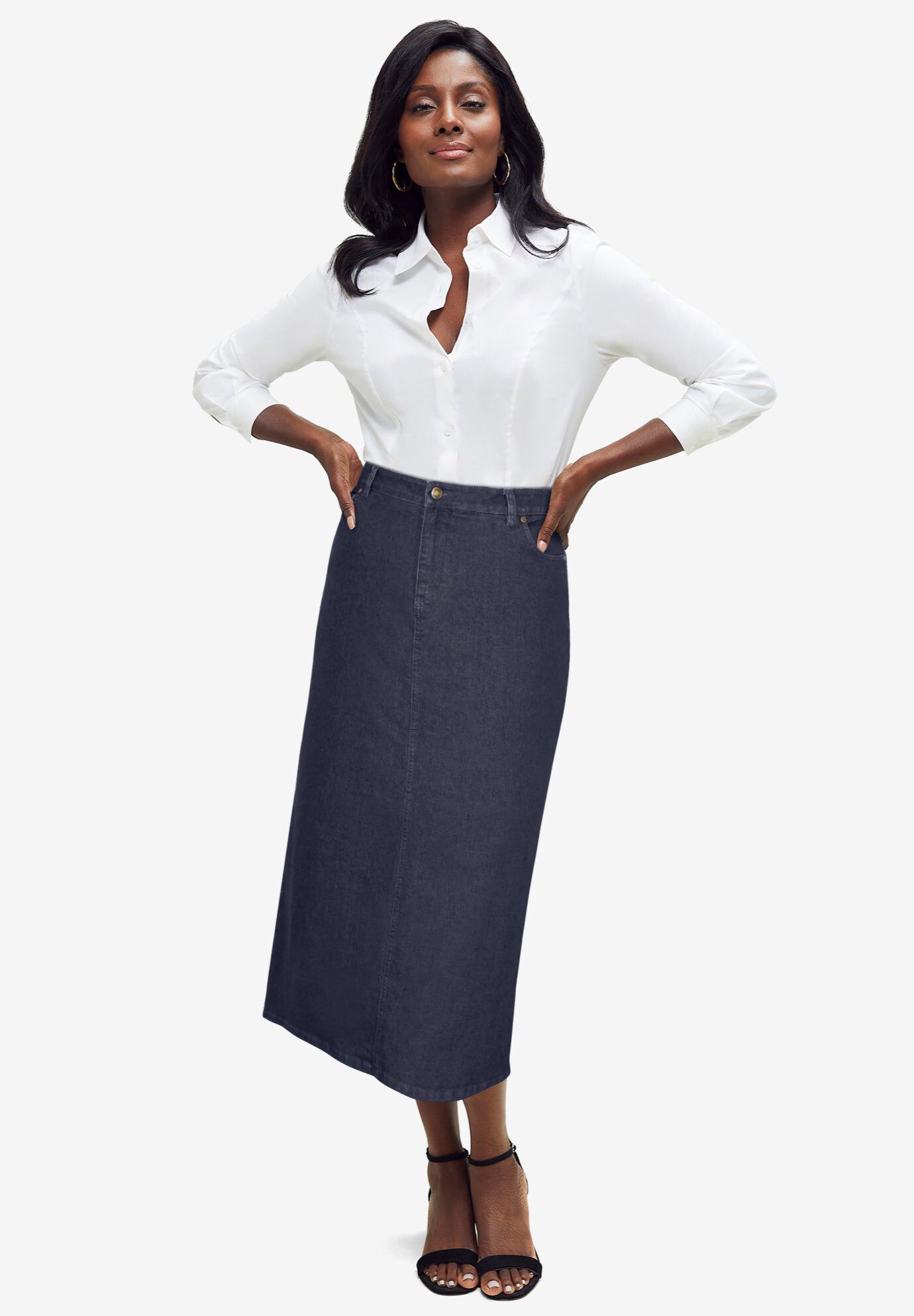 plus size denim skirts online