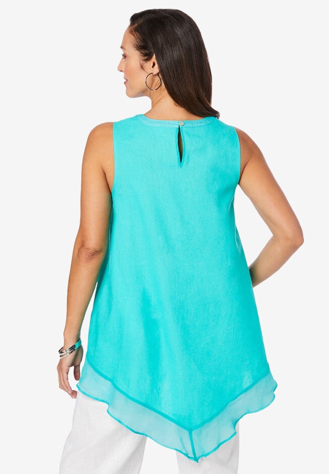 Linen Handkerchief Hem Blouse, , on-hover image number null