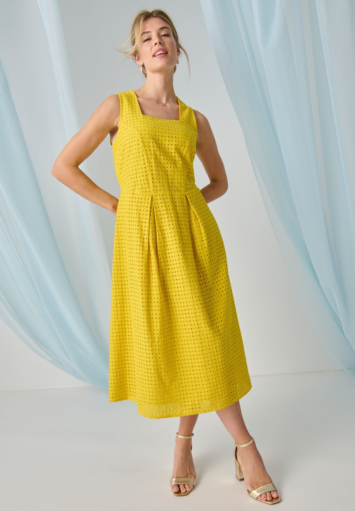 Sleeveless Eyelet Midi Dress