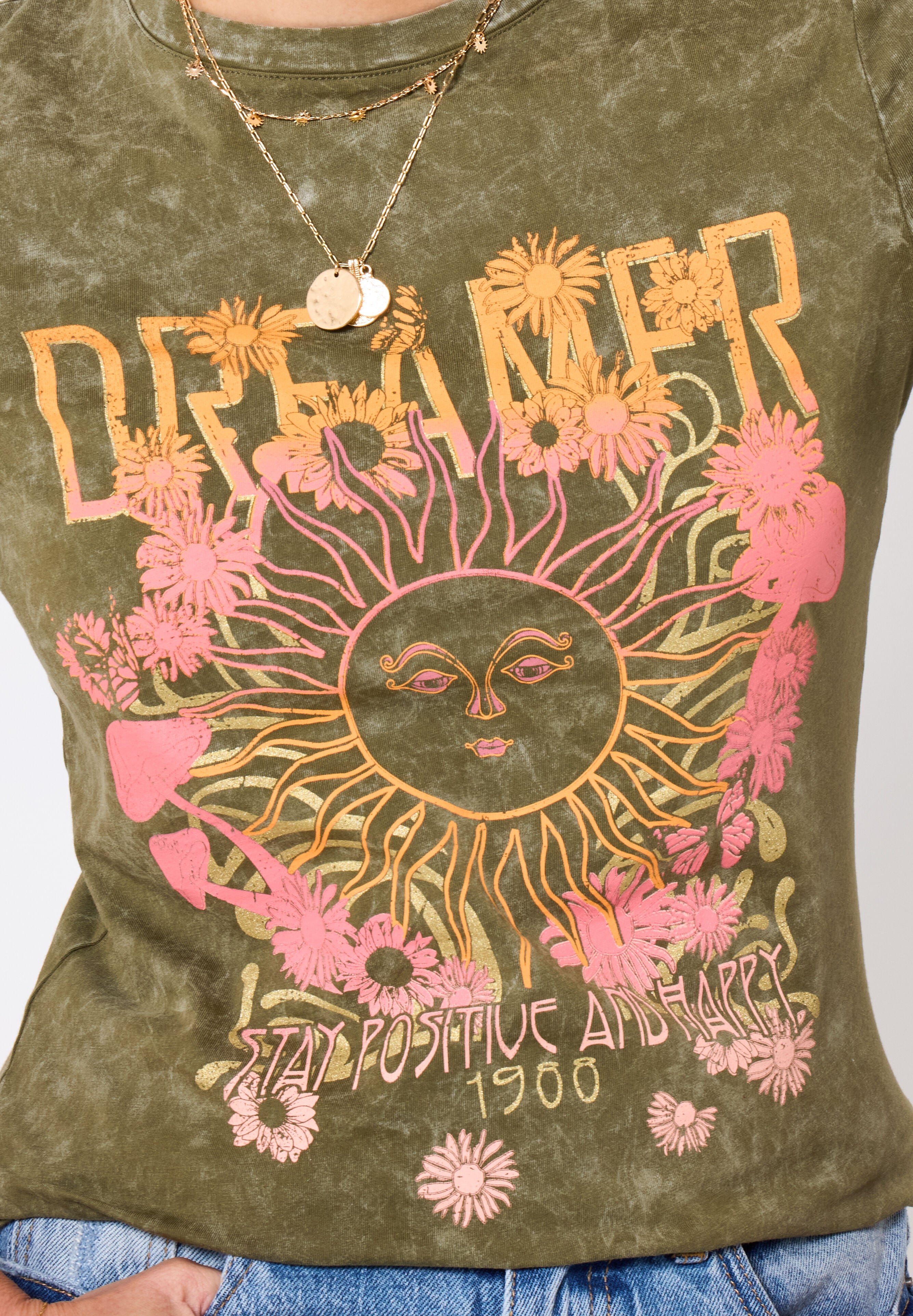 Stretch Cotton Graphic Tee, DREAMER, on-hover image number 1