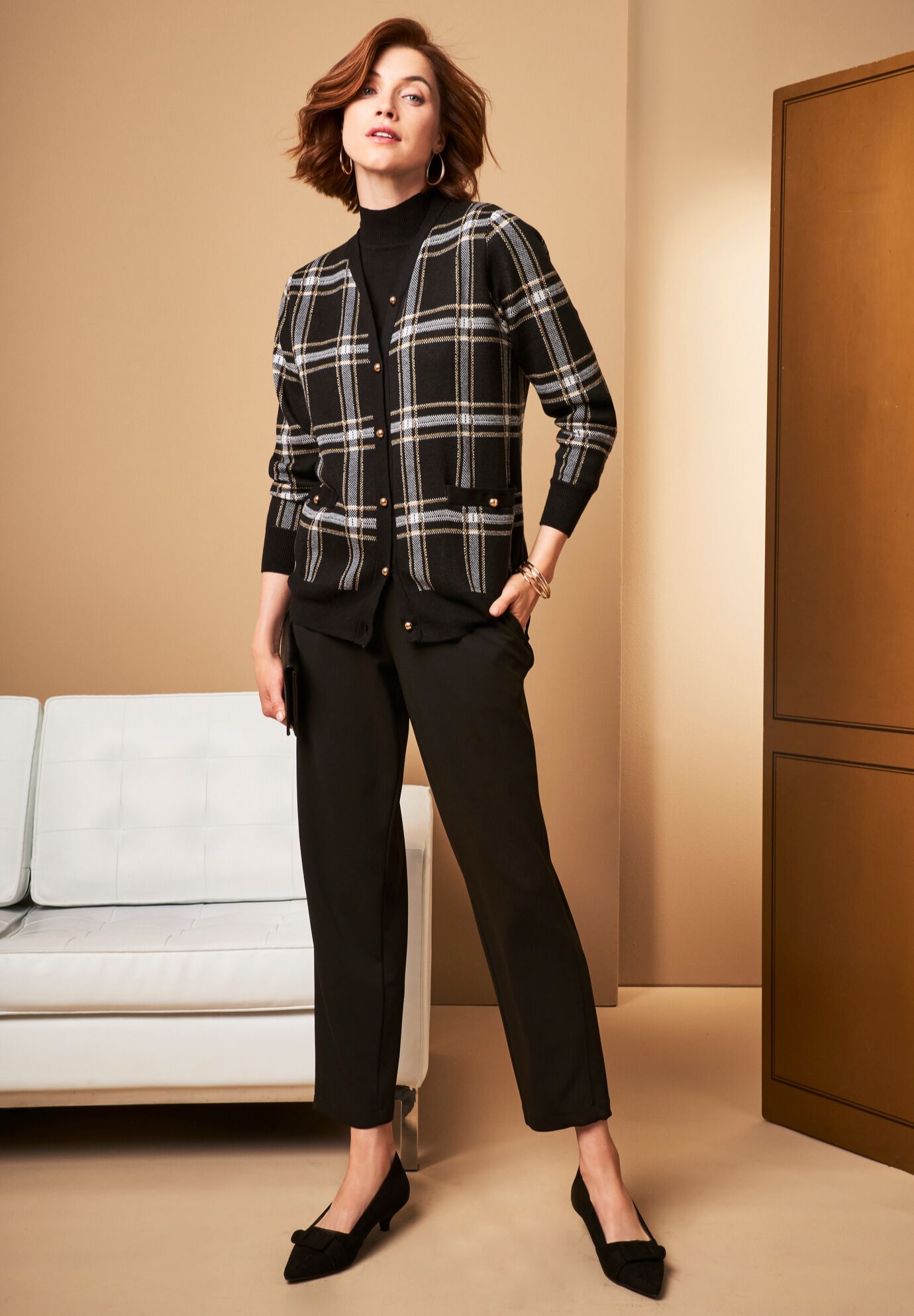 V-Neck Cardigan Sweater, , alternate image number 2