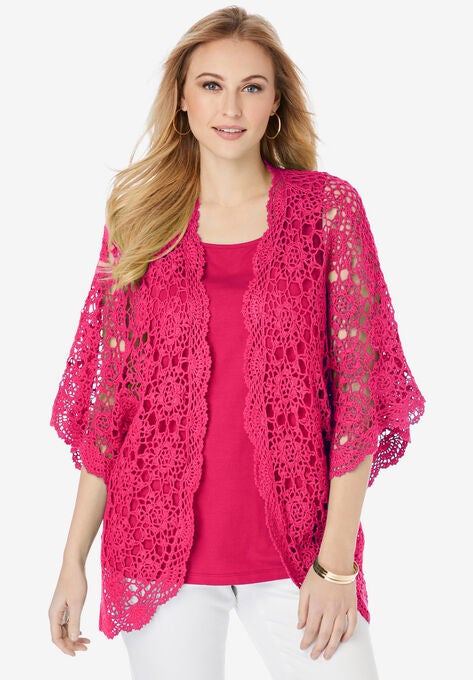 Crochet Cardigan, PINK BURST, hi-res image number null