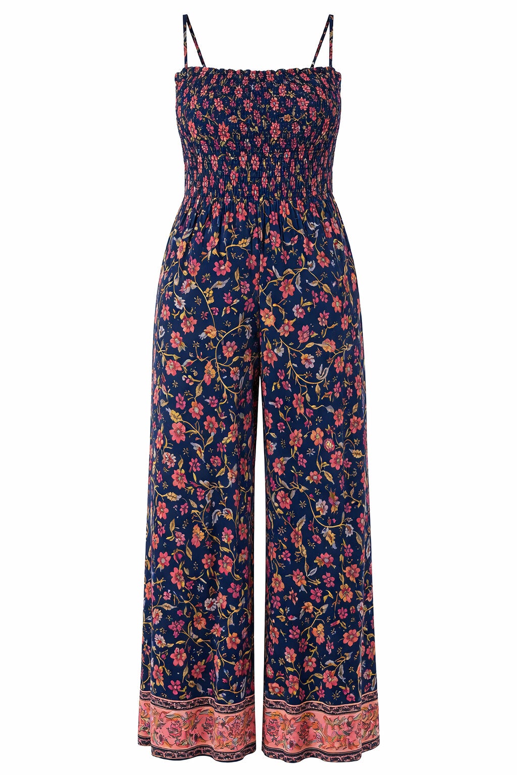 Smocked Jumpsuit, NAVY GARDEN FLORAL, alternate image number 3