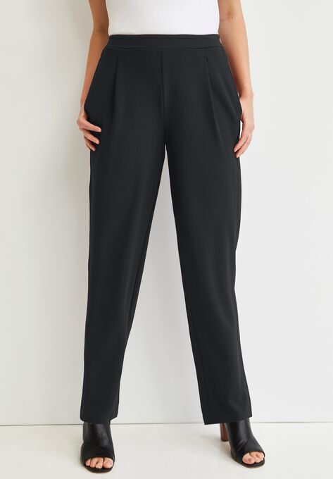 Knit Crepe Straight Leg Pants, , alternate image number null