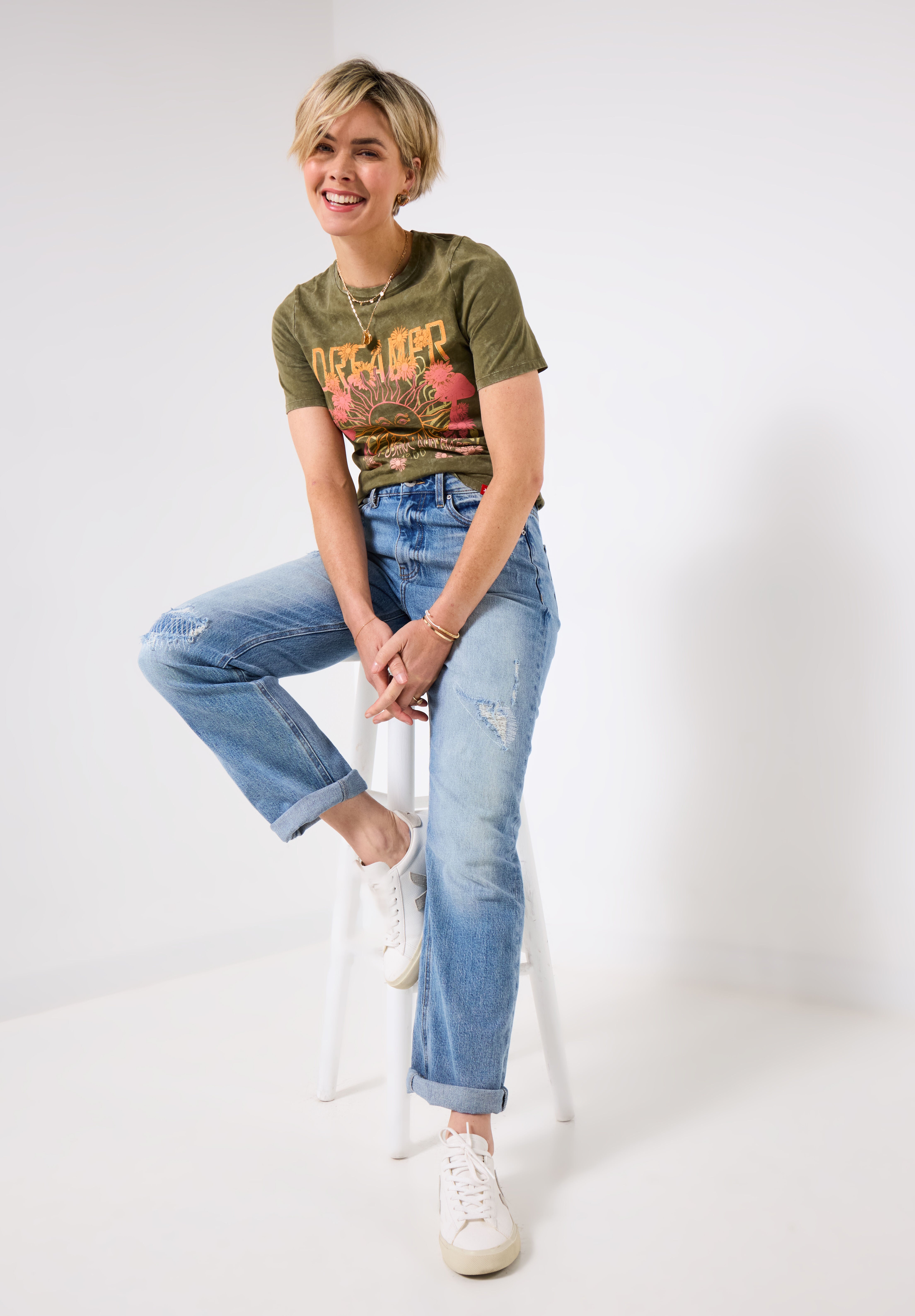 Stretch Cotton Graphic Tee, DREAMER, alternate image number 3