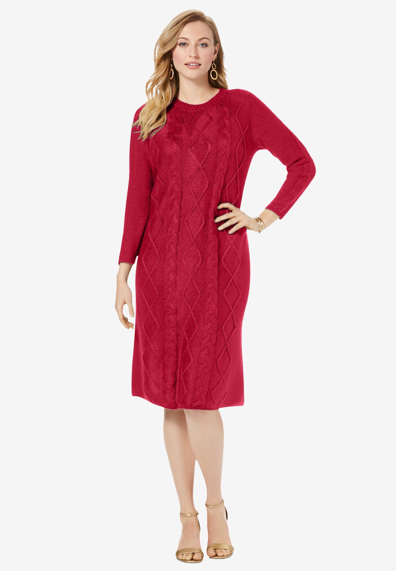 plus size red sweater dress