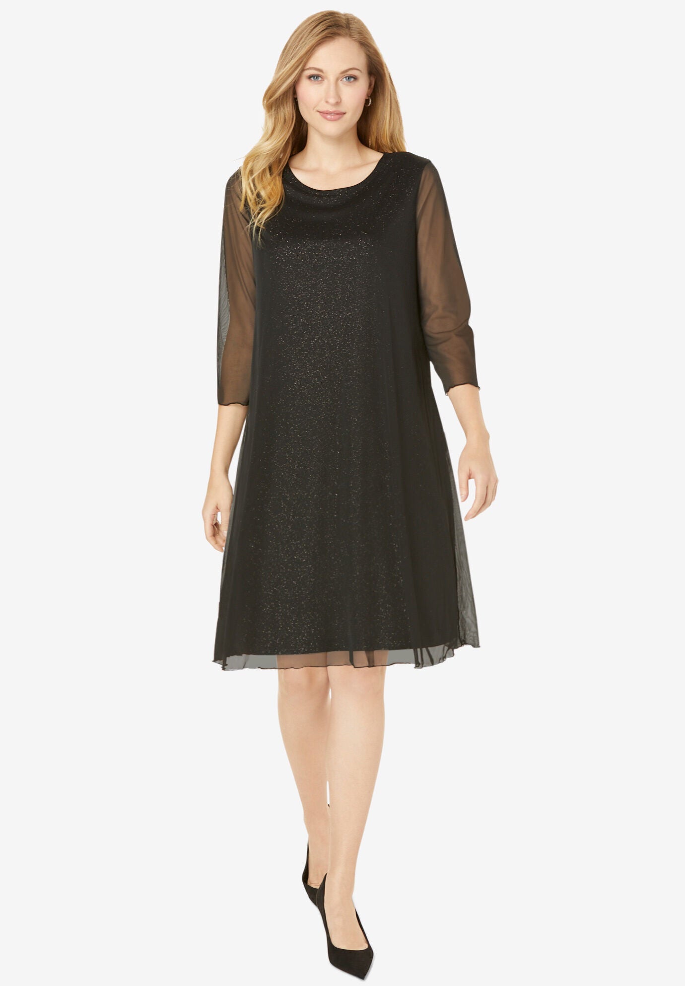 Sheer Cocktail Dress, BLACK, hi-res image number 0