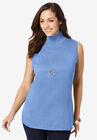 Fine Gauge Mockneck Sweater, FRENCH BLUE, hi-res image number null