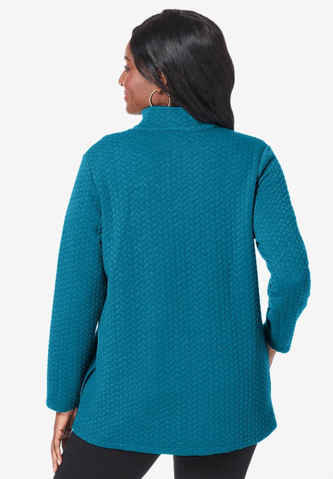 Quilted Zip-Front Pullover, , on-hover image number null