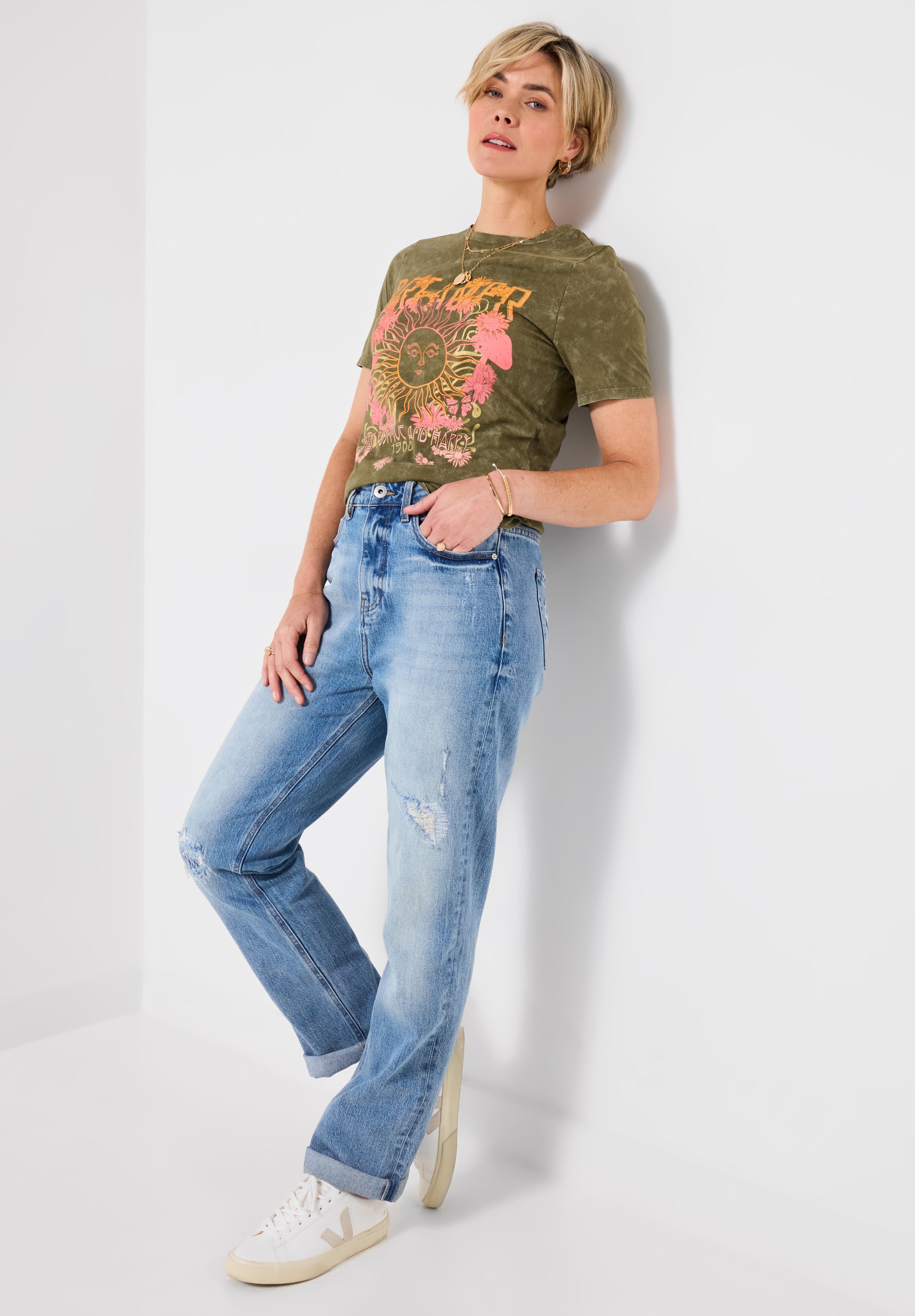 Stretch Cotton Graphic Tee, DREAMER, alternate image number 4