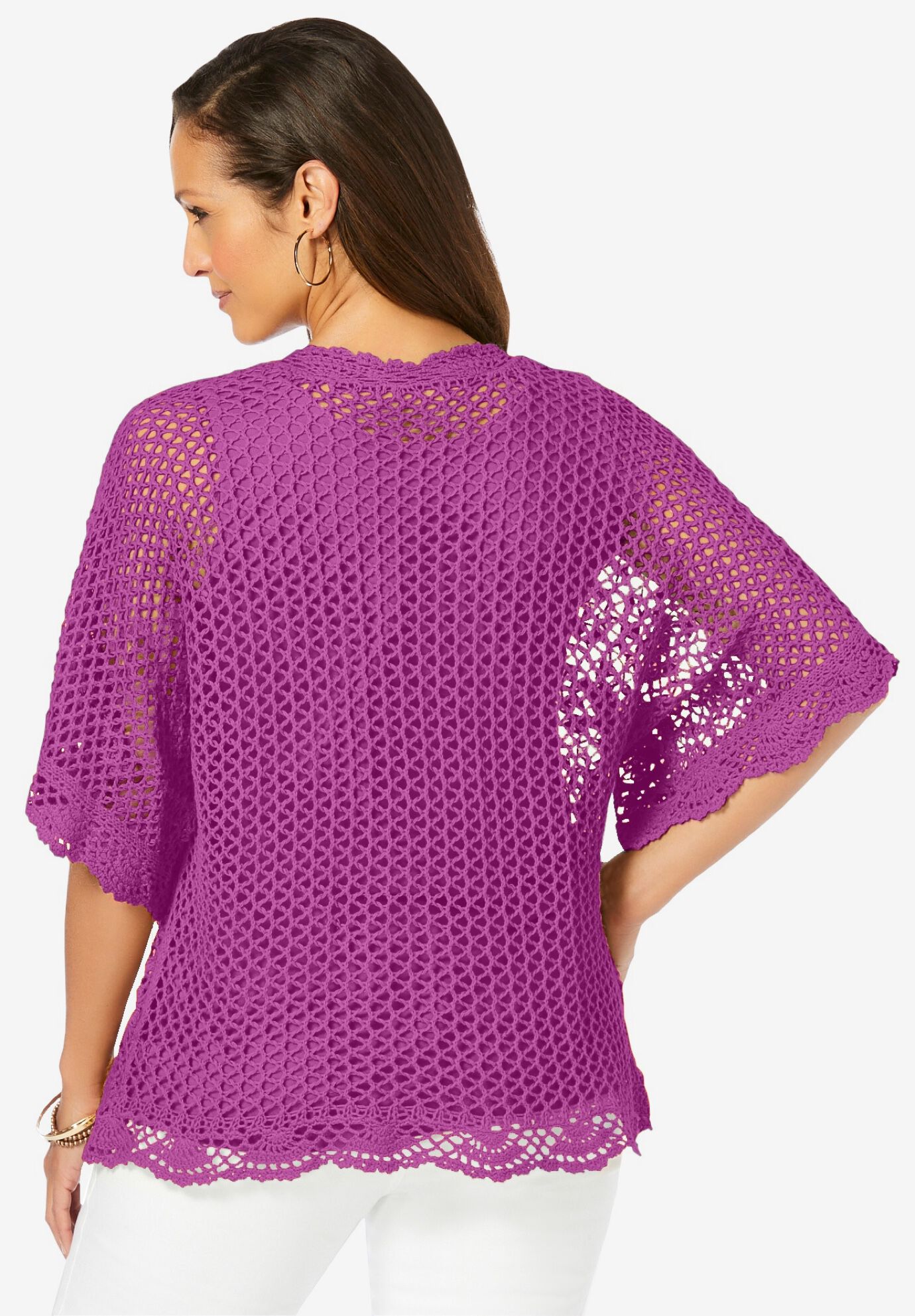 Crochet Cardigan, DEEP ORCHID, on-hover image number 1