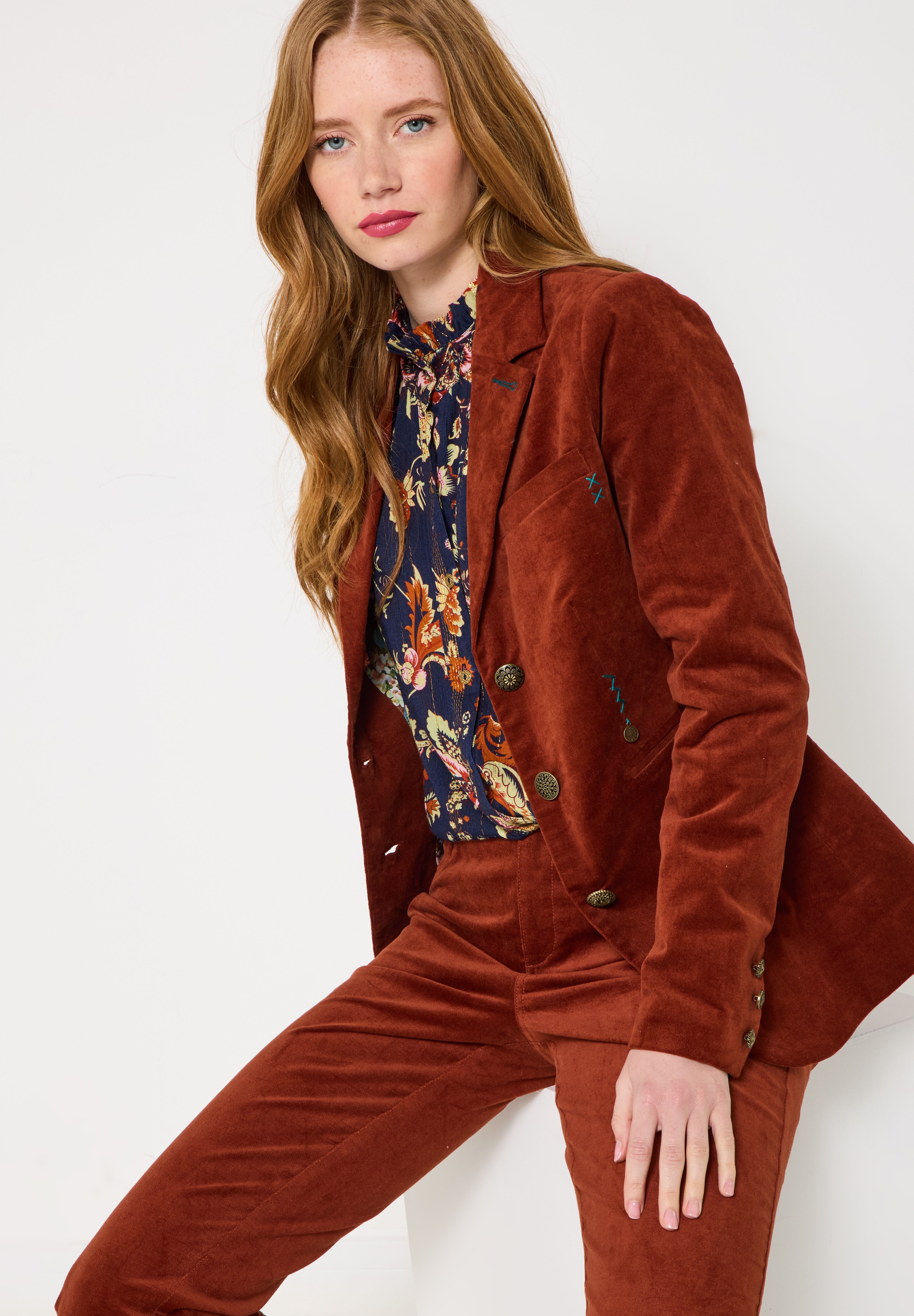 Moleskin Blazer, RUST, on-hover image number 1