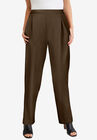 Knit Crepe Straight Leg Pants, CHOCOLATE, hi-res image number null