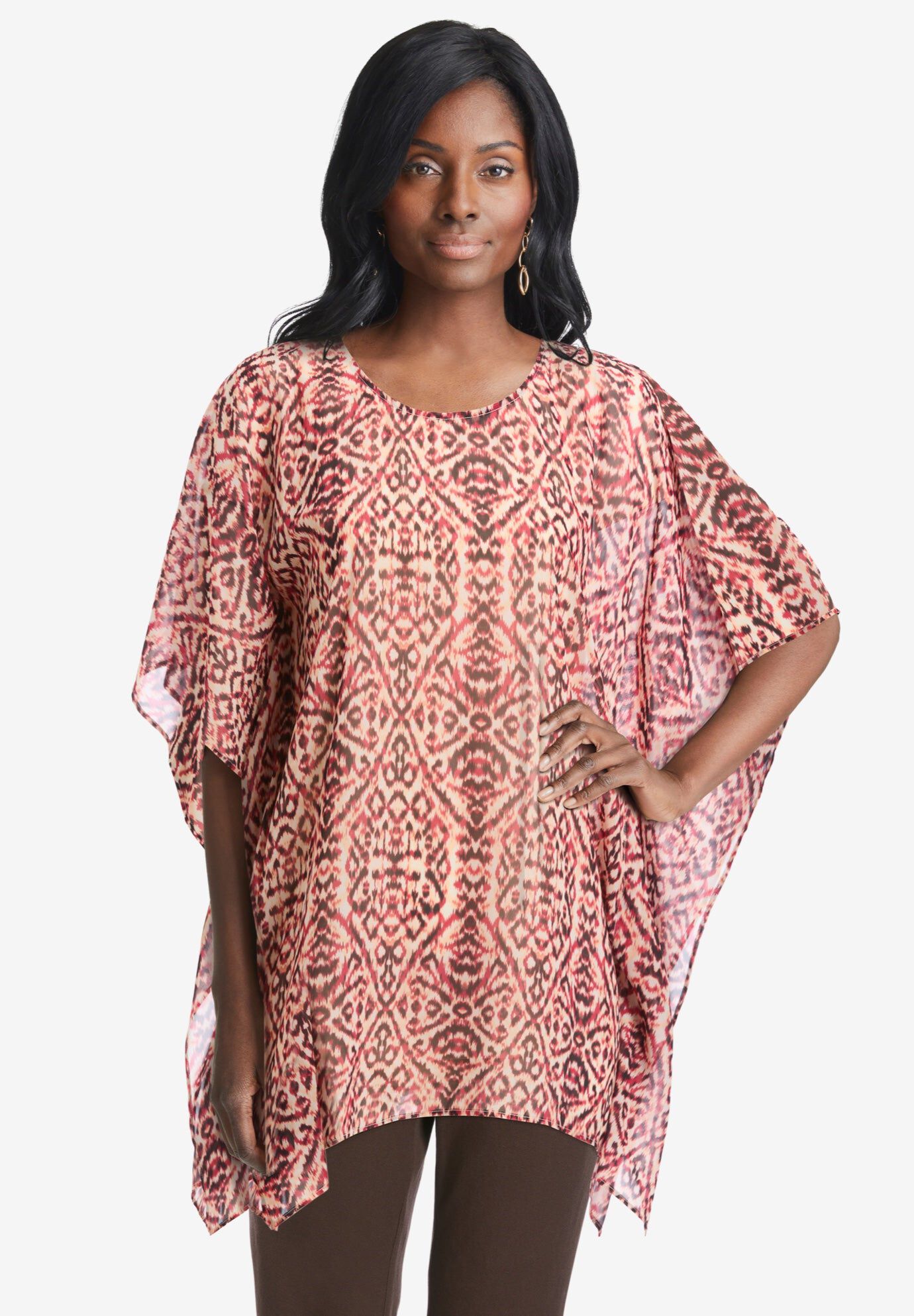 Caftan Top, RED AZTEC IKAT, hi-res image number 0